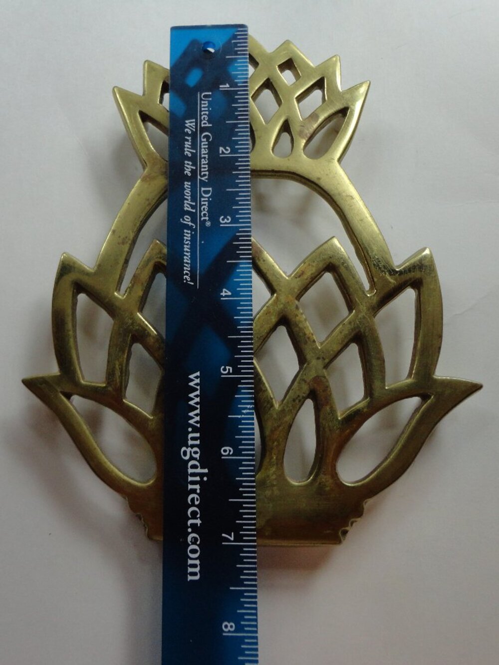 Pineapple Trivet Copyright 1976 Footed 10-48 Virginia Metalcrafters VM Brass